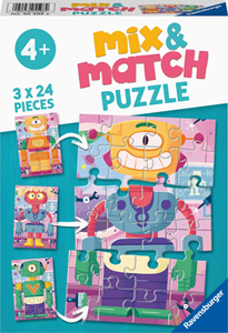 Mix Match Schattige Robots Puzzel 3 x 24 stukjes