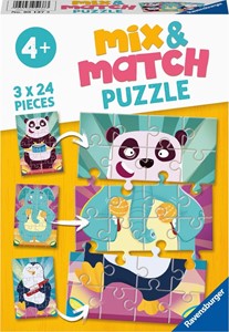 Afbeelding van het spelletje Mix & Match - Rockende Dieren Puzzel (3 x 24 stukjes)