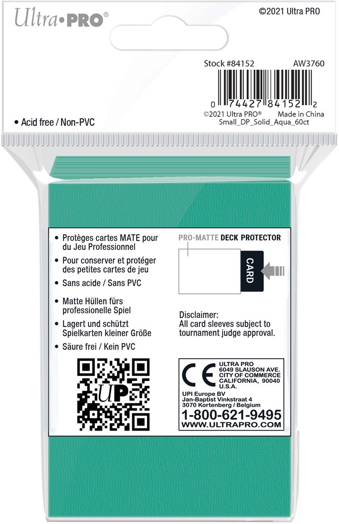 Ultra Pro Kartenhüllen Small - Matte Aqua 60 Stück Yu-Gi-Oh! Größe