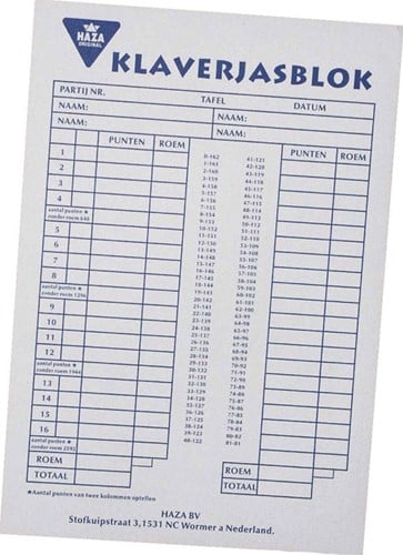 Klaverjas Scoreblok (50 vellen)