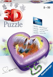 Afbeelding van het spel 3D Puzzel - Hartendoosje Paarden (54 stukjes)