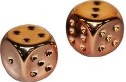 Copper-Plated Metallic Dobbelstenen 16mm (2 stuks)