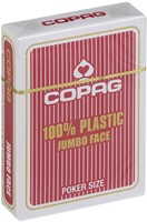 Speelkaarten - Copag 100% Plastic Poker Jumbo Faces Rood