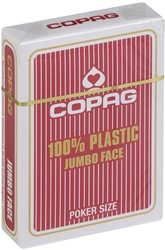 Speelkaarten - Copag 100% Plastic Poker Jumbo Faces Rood