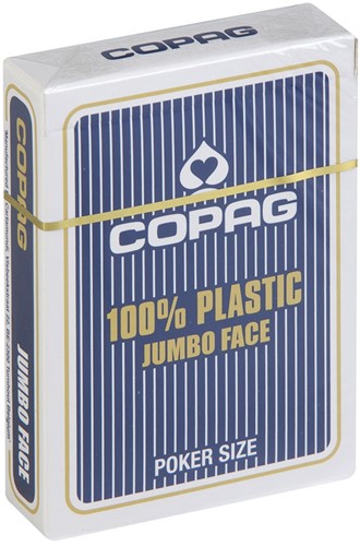 Speelkaarten - Copag 100% Plastic Poker Jumbo Faces Blauw