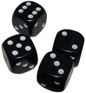Afbeelding van het spel Set van 4 Dobbelstenen Zwart