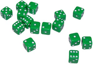 Afbeelding van het spel Mini Dobbelstenen 7 mm - Groen (15 stuks)