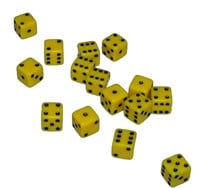 Mini Dobbelstenen 7 mm - Geel (15 stuks)