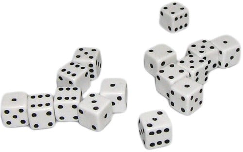 Mini Dobbelstenen 7 mm - Wit (15 stuks)
