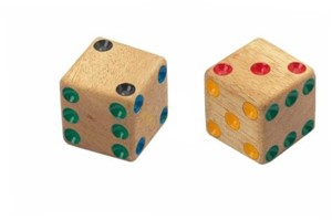 Afbeelding van het spelletje Set van 4 houten dobbelstenen 40mm