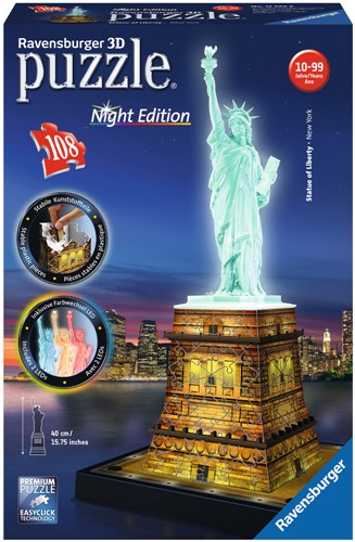 3D Puzzel - Statue of Liberty - Night Edition (108 stukjes)