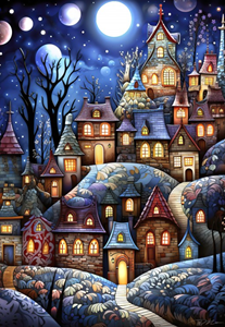 Afbeelding van het spelletje Village Under The Moon Puzzel (1000 stukjes)