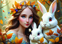 Lady and Bunnies Puzzel (500 stukjes)