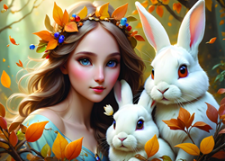 Lady and Bunnies Puzzel (500 stukjes)
