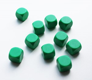 Afbeelding van het spel Blanco Dobbelstenen 16mm - Groen (10 stuks)