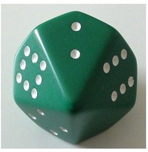 Chessex 10 Zijdige Dobbelsteen Opaque Groenwit chessex kopen in de aanbieding