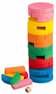 Vallende Toren Rond Gekleurd Jenga