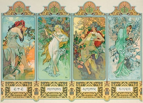 Four Seasons - Alphonse Mucha Puzzel (1000 stukjes)-2