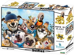 Thumbnail van een extra afbeelding van het spel 3D Image Puzzel - Winter Pets Selfie (300 stukjes)