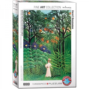 Afbeelding van het spelletje Woman in an Exotic Forest - Henri Rousseau Puzzel (1000 stukjes)