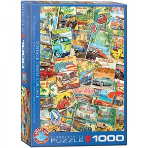 Afbeelding van het spelletje Vintage Travel Collage Puzzel (1000 stukjes)