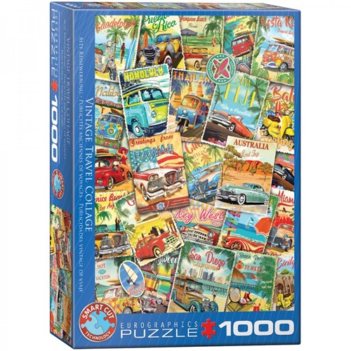 Vintage Travel Collage Puzzel (1000 stukjes)