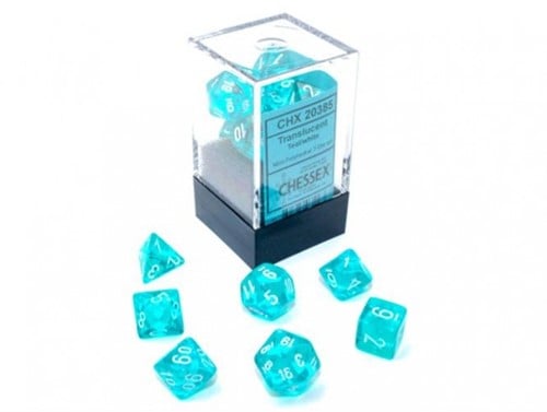 Mini Polydice Dobbelsteen Set Lichtblauw (7 stuks)