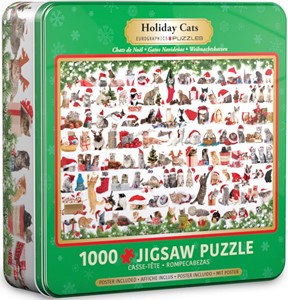 Afbeelding van het spelletje Holiday Cats Tin Puzzel (1000 stukjes)