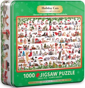Afbeelding van het spel Holiday Cats Tin Puzzel (1000 stukjes)