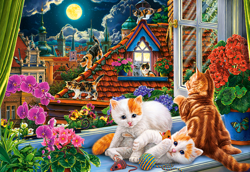 Kittens on the Roof Puzzel (1500 stukjes)-2