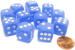 Dice Set - Frost 16mm - Blue-White D6 (12 stuks)