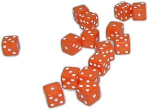 Afbeelding van het spel Mini Dobbelstenen 7 mm - Oranje (15 stuks)