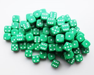 Afbeelding van het spelletje Dobbelstenen 16mm - Groen (100 stuks)