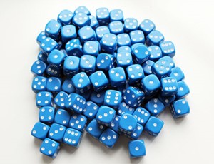 Afbeelding van het spelletje Dobbelstenen 16mm - Blauw (100 stuks)