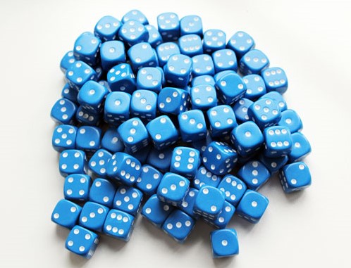 Dobbelstenen 16mm - Blauw (100 stuks)