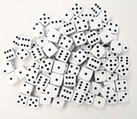 Dobbelstenen 16mm - Wit (100 stuks)