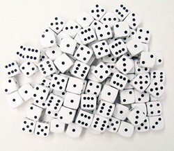 Dobbelstenen 16mm - Wit (100 stuks)