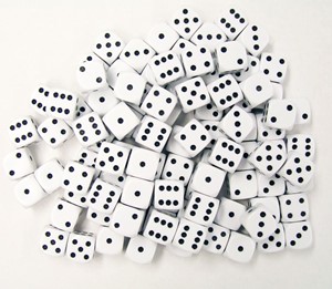 Afbeelding van het spelletje Dobbelstenen 16mm - Wit (100 stuks)