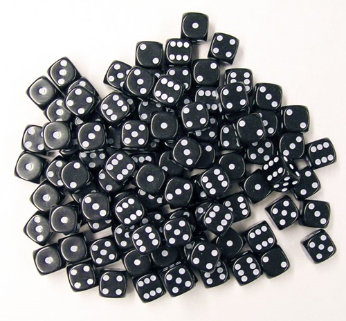 Dobbelstenen 16mm - Zwart (100 stuks)