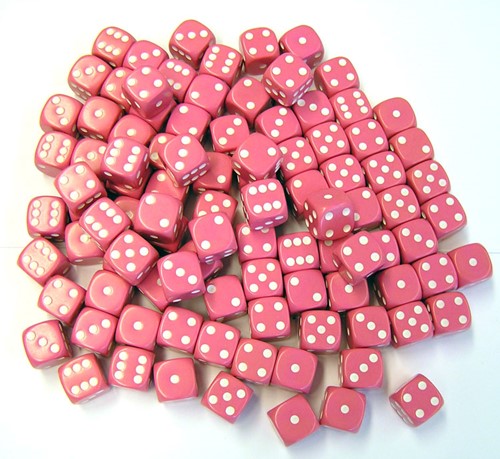 Dobbelstenen 16mm - Roze (100 stuks)