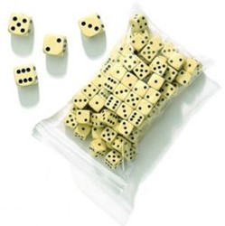 Dobbelsteen 16 mm Creme-Wit (100 stuks)