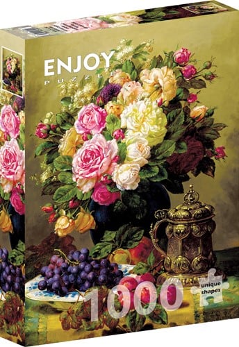 Jean-Baptiste Robie - Still Life with Roses Puzzel (1000 stukjes)