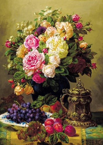 Jean-Baptiste Robie - Still Life with Roses Puzzel (1000 stukjes)-2