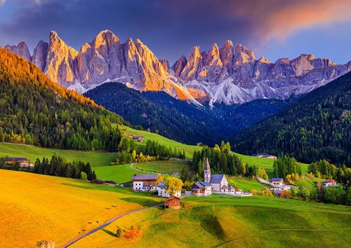 Church in Dolomites Mountains - Italy Puzzel (1000 stukjes)-2