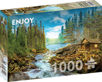 A Log Cabin by the Rapids Puzzel (1000 stukjes)