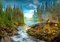 A Log Cabin by the Rapids Puzzel (1000 stukjes)-2