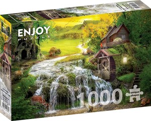 Afbeelding van het spel A Log Cabin by the Magic Creek Puzzel (1000 stukjes)
