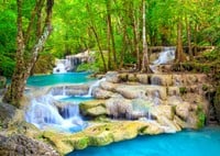 Turquoise Waterfall, Thailand Puzzel (1000 stukjes)-2