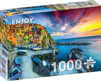 Manarola Harbor at Sunset, Cinque Terre, Italy Puzzel (1000 stukjes)