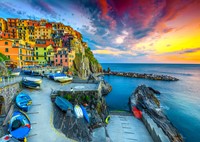 Manarola Harbor at Sunset, Cinque Terre, Italy Puzzel (1000 stukjes)-2